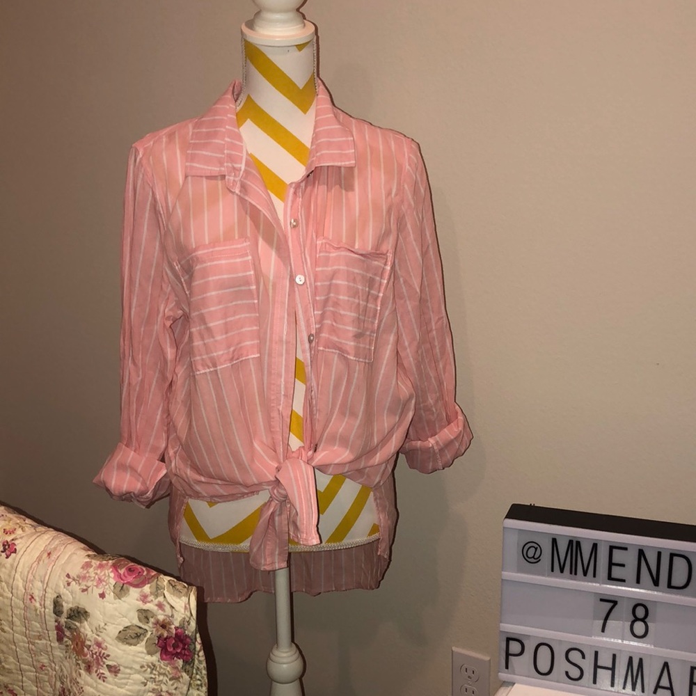 Pink button up large